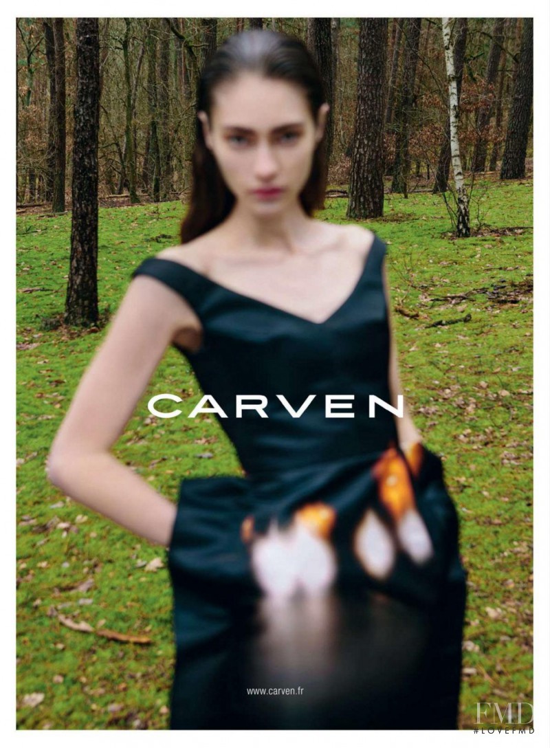 Marine Deleeuw featured in  the Carven advertisement for Autumn/Winter 2013