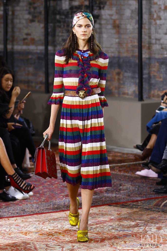 Rachel Finninger featured in  the Gucci fashion show for Resort 2016