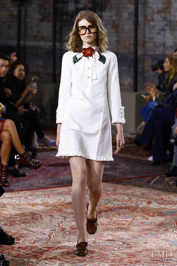 Madison Leyes featured in  the Gucci fashion show for Resort 2016