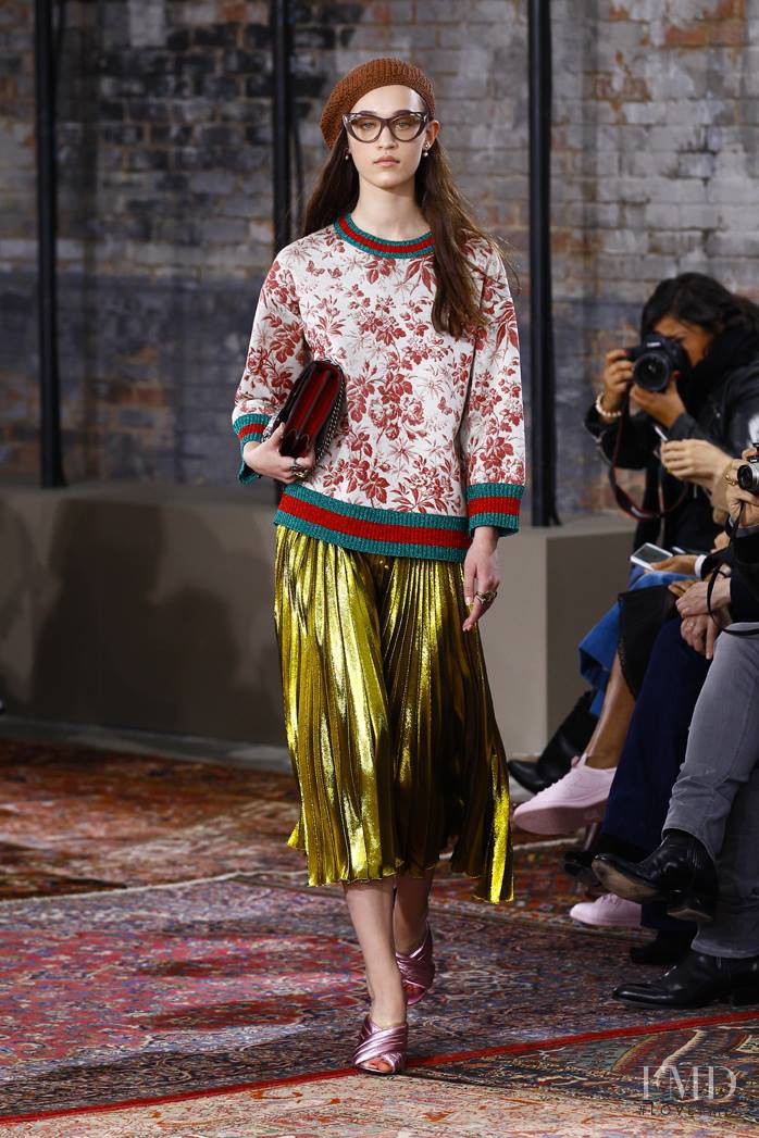 Elizabeth Davison featured in  the Gucci fashion show for Resort 2016