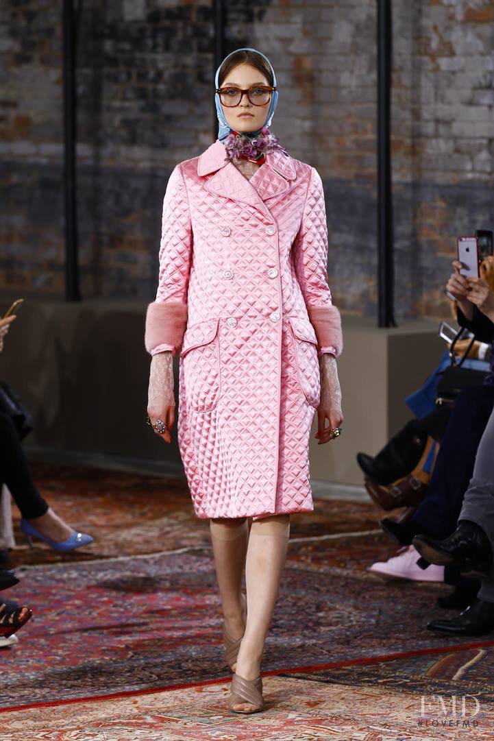 Julia Belyakova featured in  the Gucci fashion show for Resort 2016