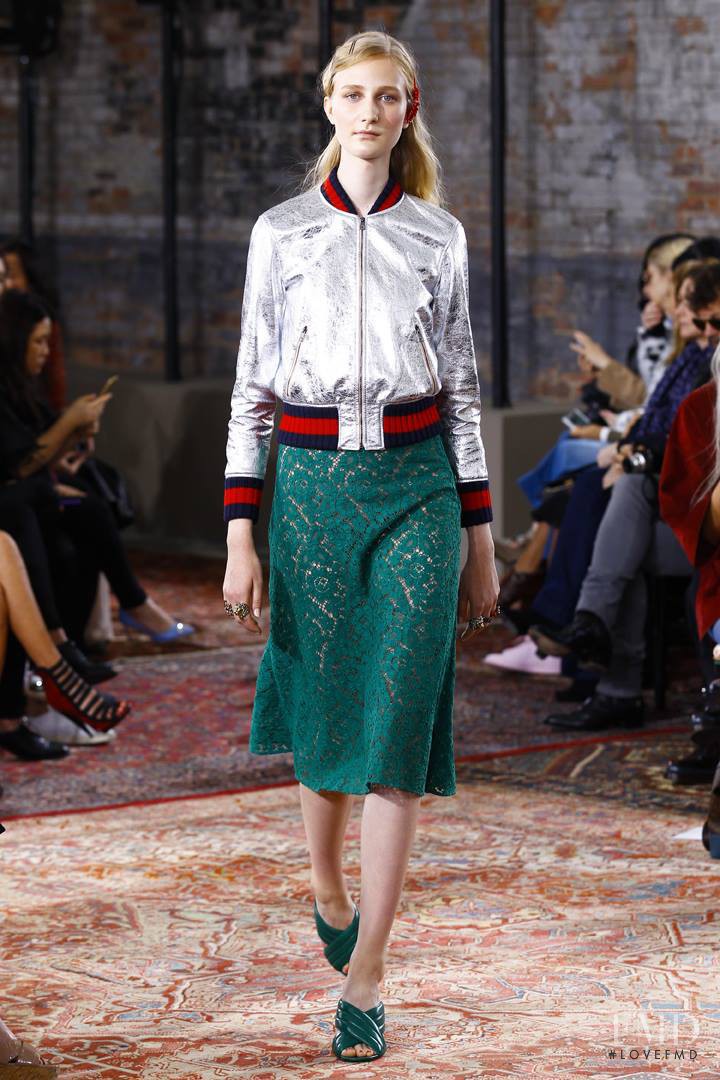 Charlotte Lindvig featured in  the Gucci fashion show for Resort 2016