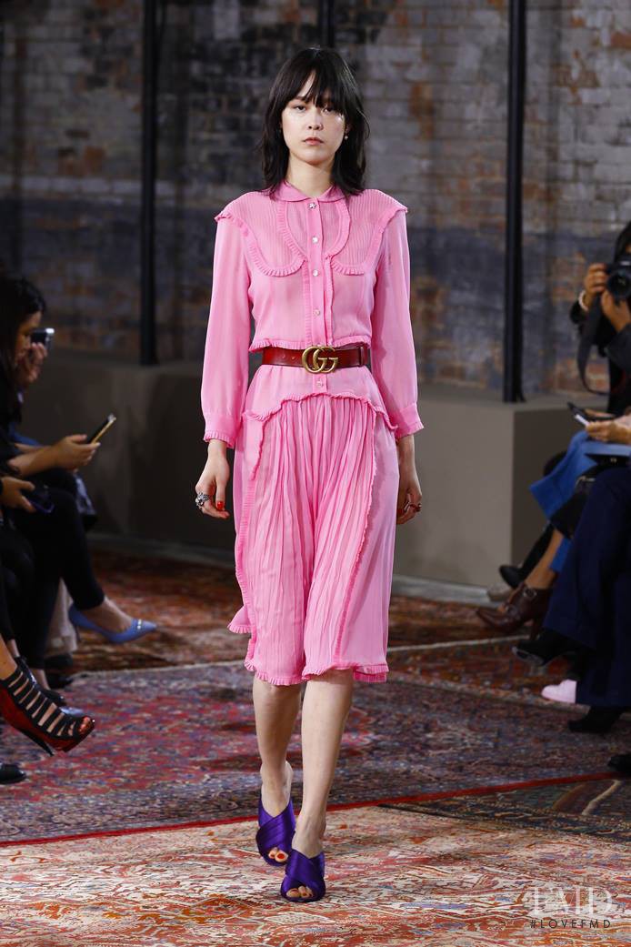 Mae Lapres featured in  the Gucci fashion show for Resort 2016