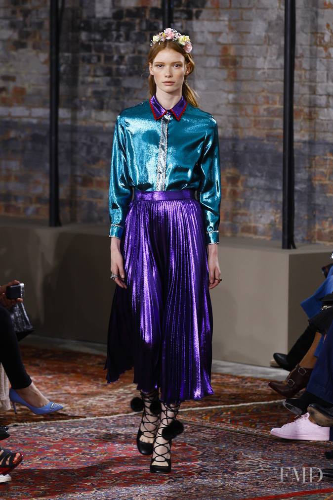 Julia Hafstrom featured in  the Gucci fashion show for Resort 2016