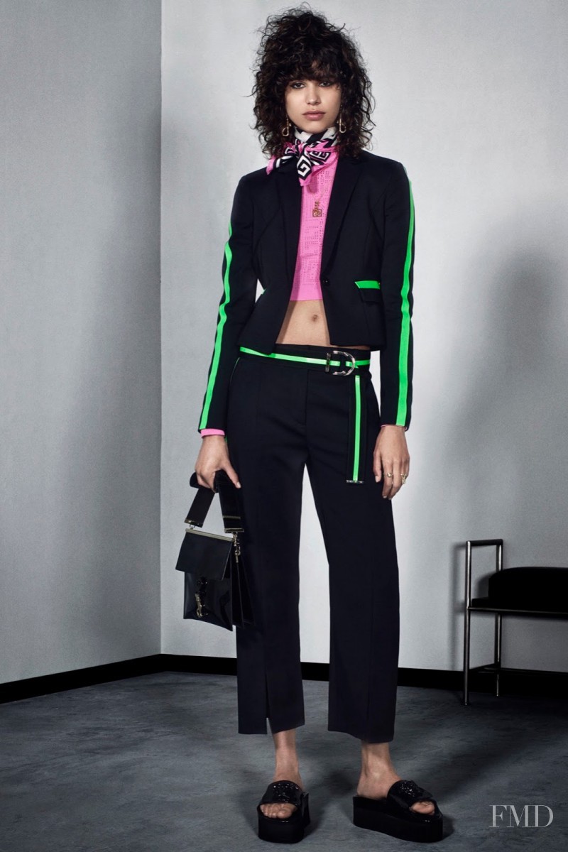 Mica Arganaraz featured in  the Versace lookbook for Resort 2016