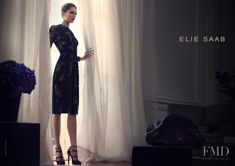 Karmen Pedaru featured in  the Elie Saab advertisement for Autumn/Winter 2013