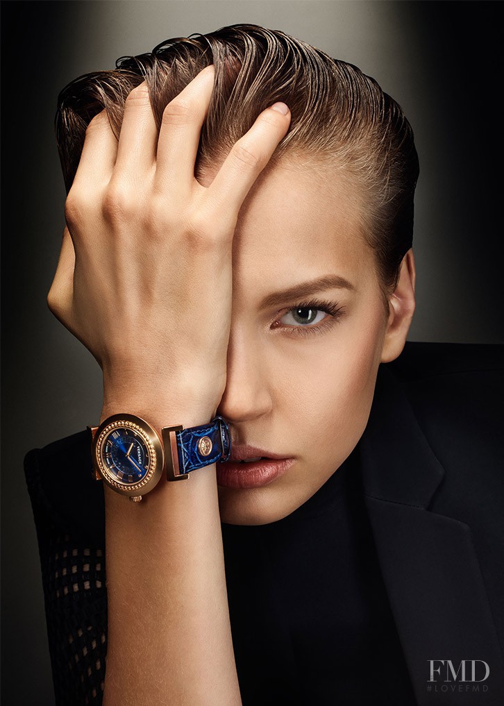 Elisabeth Erm featured in  the Versace Watches advertisement for Autumn/Winter 2015