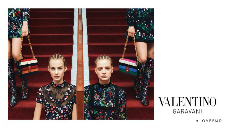 Ine Neefs featured in  the Valentino advertisement for Pre-Fall 2015