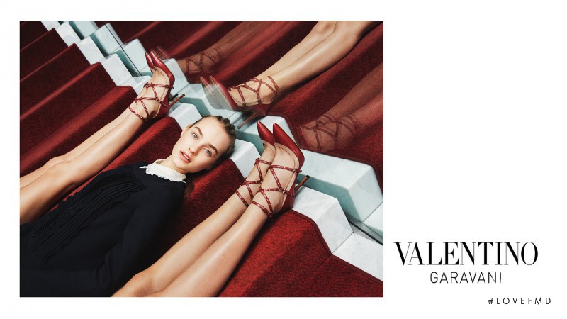 Maartje Verhoef featured in  the Valentino advertisement for Pre-Fall 2015
