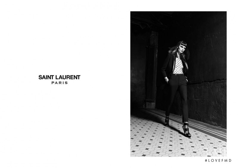 Flo Dron featured in  the Saint Laurent advertisement for Autumn/Winter 2015
