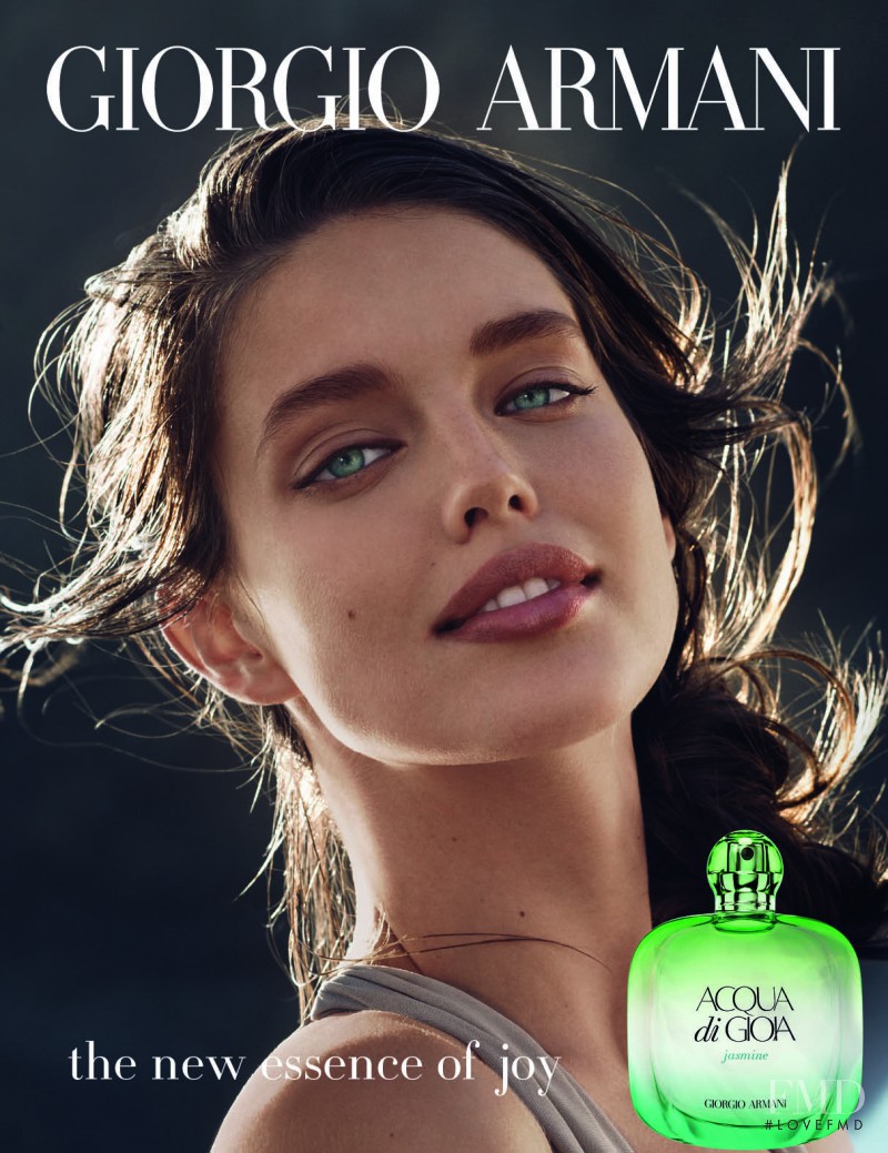 Emily DiDonato featured in  the Armani Beauty Acqua di Gioia Jasmine fragrance advertisement for Spring/Summer 2015
