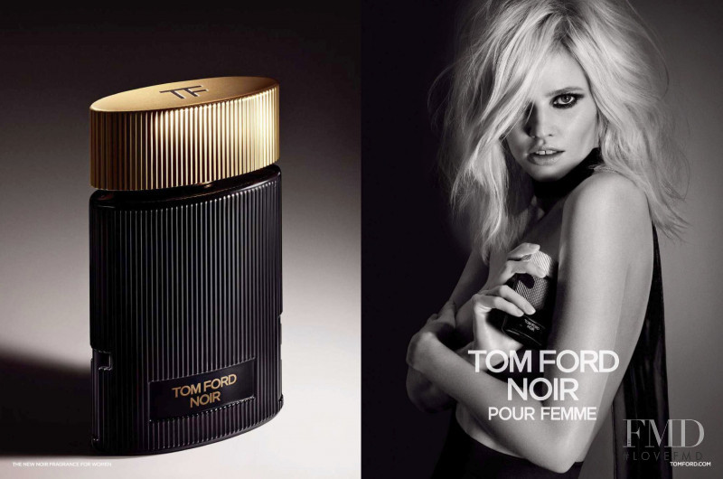 Lara Stone featured in  the Tom Ford Beauty "Noir pour femme" Fragrance advertisement for Autumn/Winter 2015