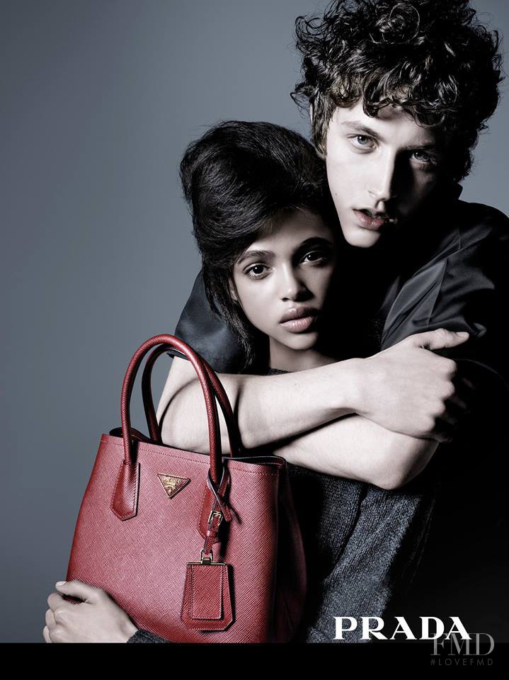 Aya Jones featured in  the Prada advertisement for Pre-Fall 2015