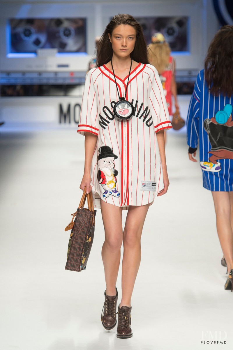Yumi Lambert featured in  the Moschino fashion show for Autumn/Winter 2015