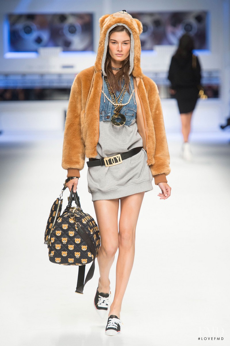 Ophélie Guillermand featured in  the Moschino fashion show for Autumn/Winter 2015