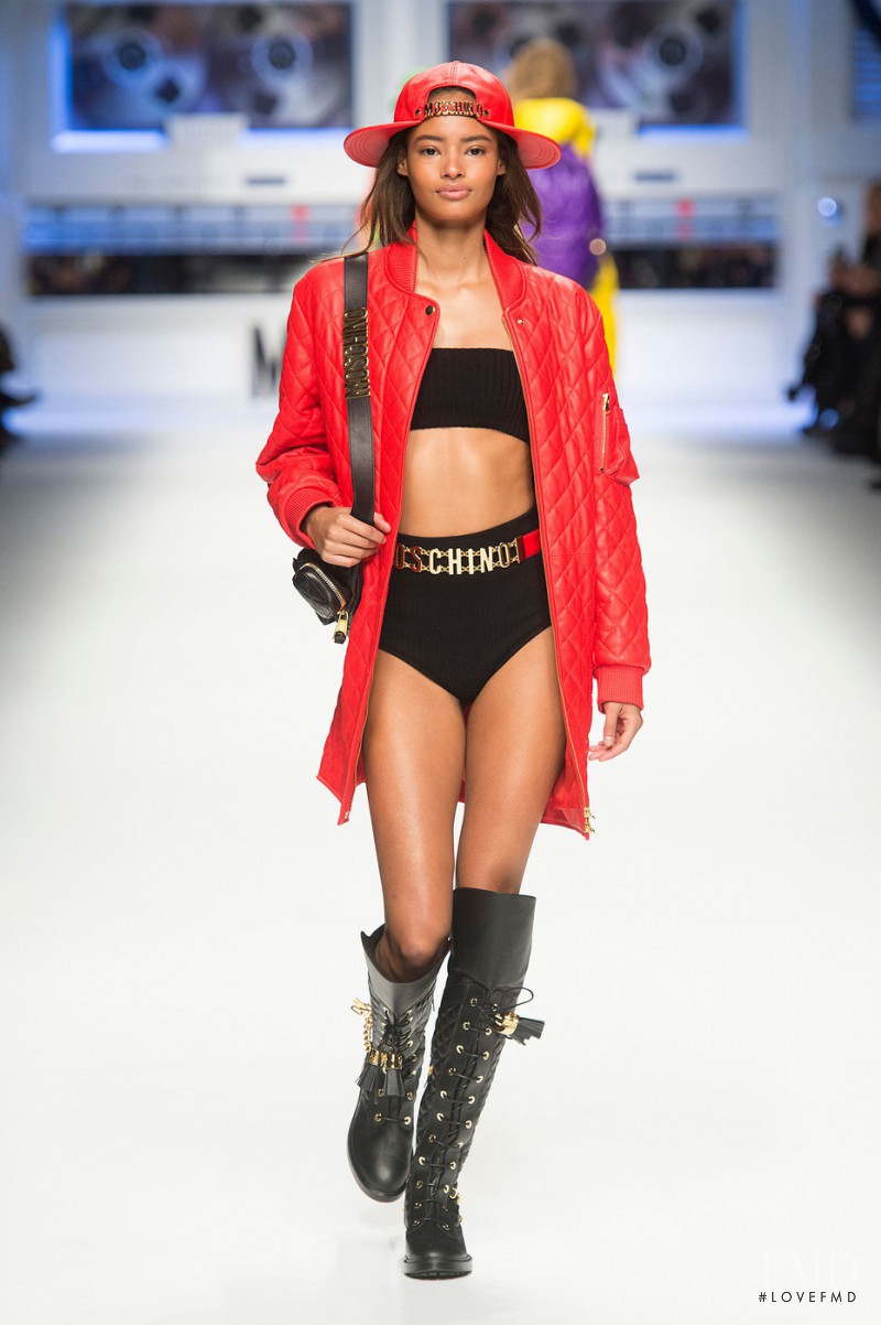 Malaika Firth featured in  the Moschino fashion show for Autumn/Winter 2015