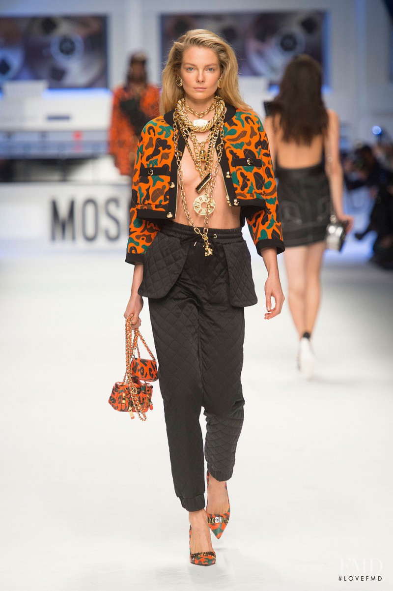 Eniko Mihalik featured in  the Moschino fashion show for Autumn/Winter 2015