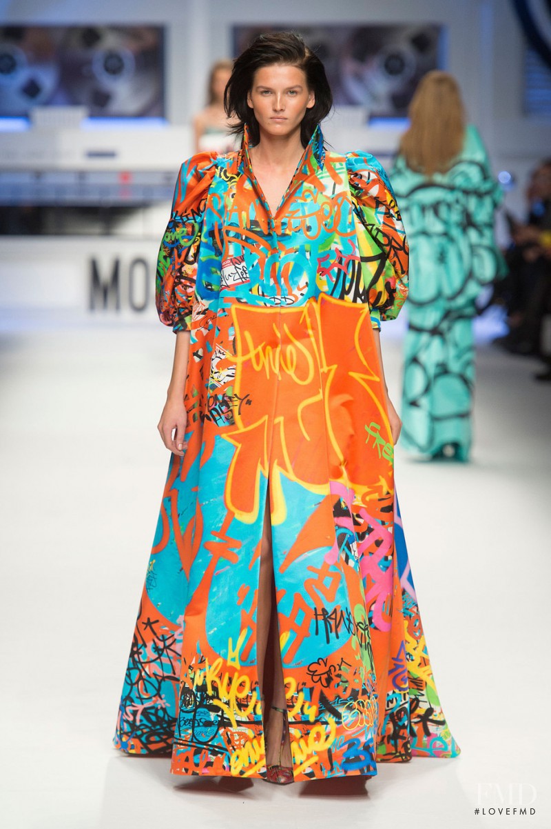 Katlin Aas featured in  the Moschino fashion show for Autumn/Winter 2015
