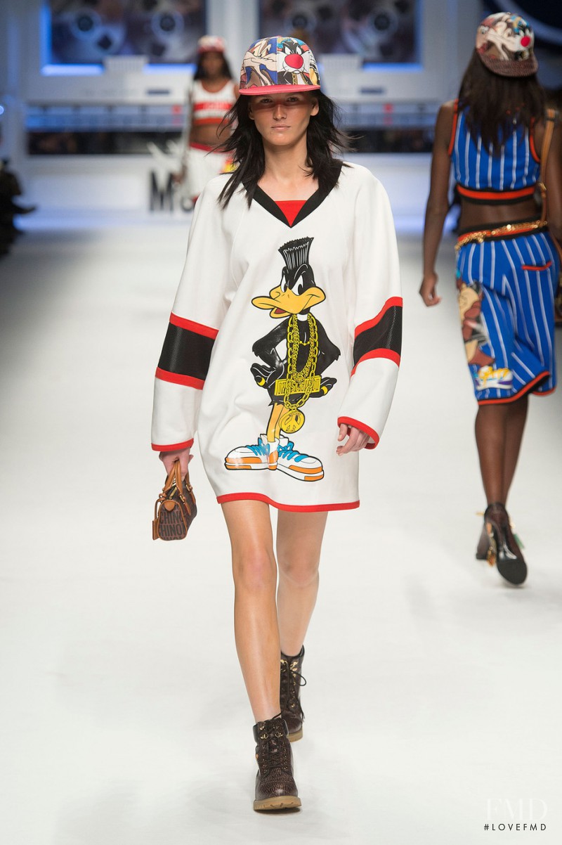 Katlin Aas featured in  the Moschino fashion show for Autumn/Winter 2015