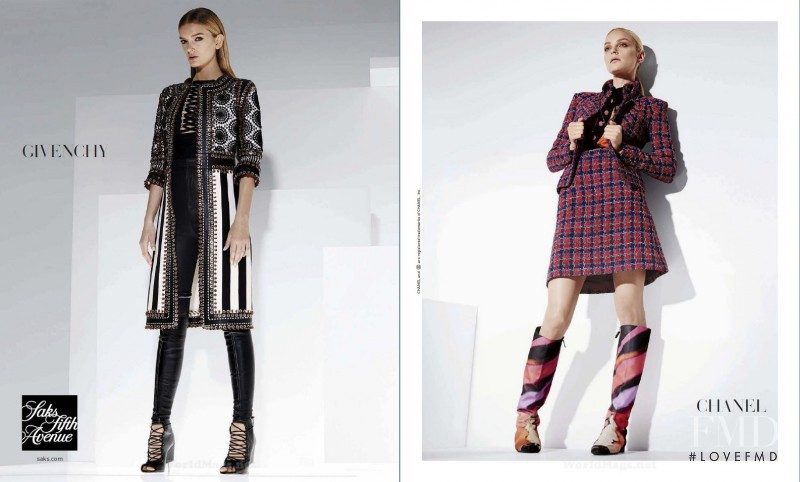 Jessica Stam featured in  the Saks Fifth Avenue advertisement for Spring/Summer 2015