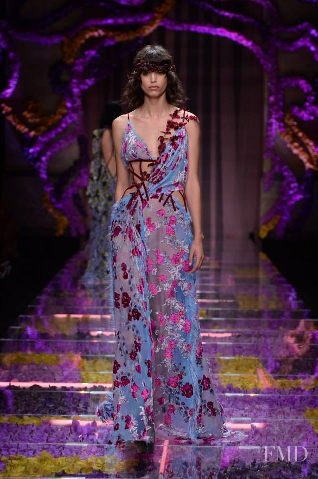 Mica Arganaraz featured in  the Atelier Versace fashion show for Autumn/Winter 2015