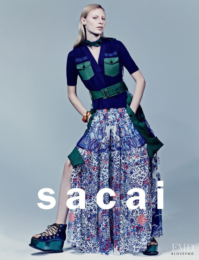 Julia Nobis featured in  the Sacai advertisement for Spring/Summer 2015