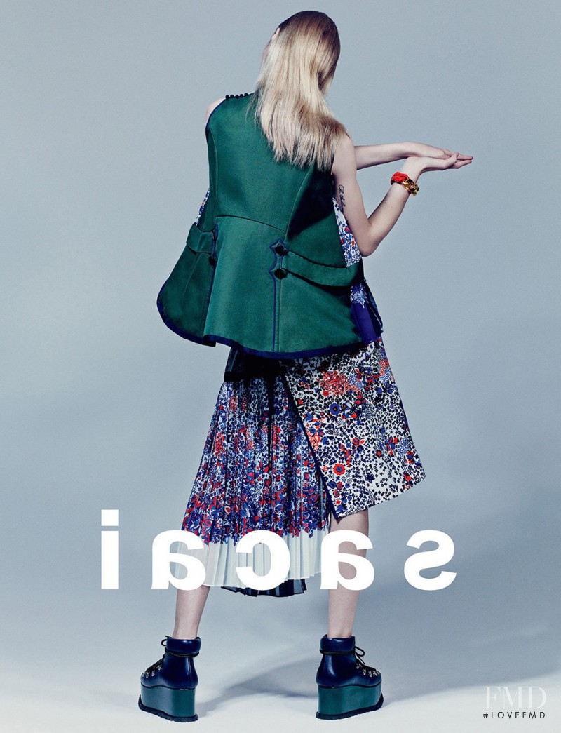 Julia Nobis featured in  the Sacai advertisement for Spring/Summer 2015