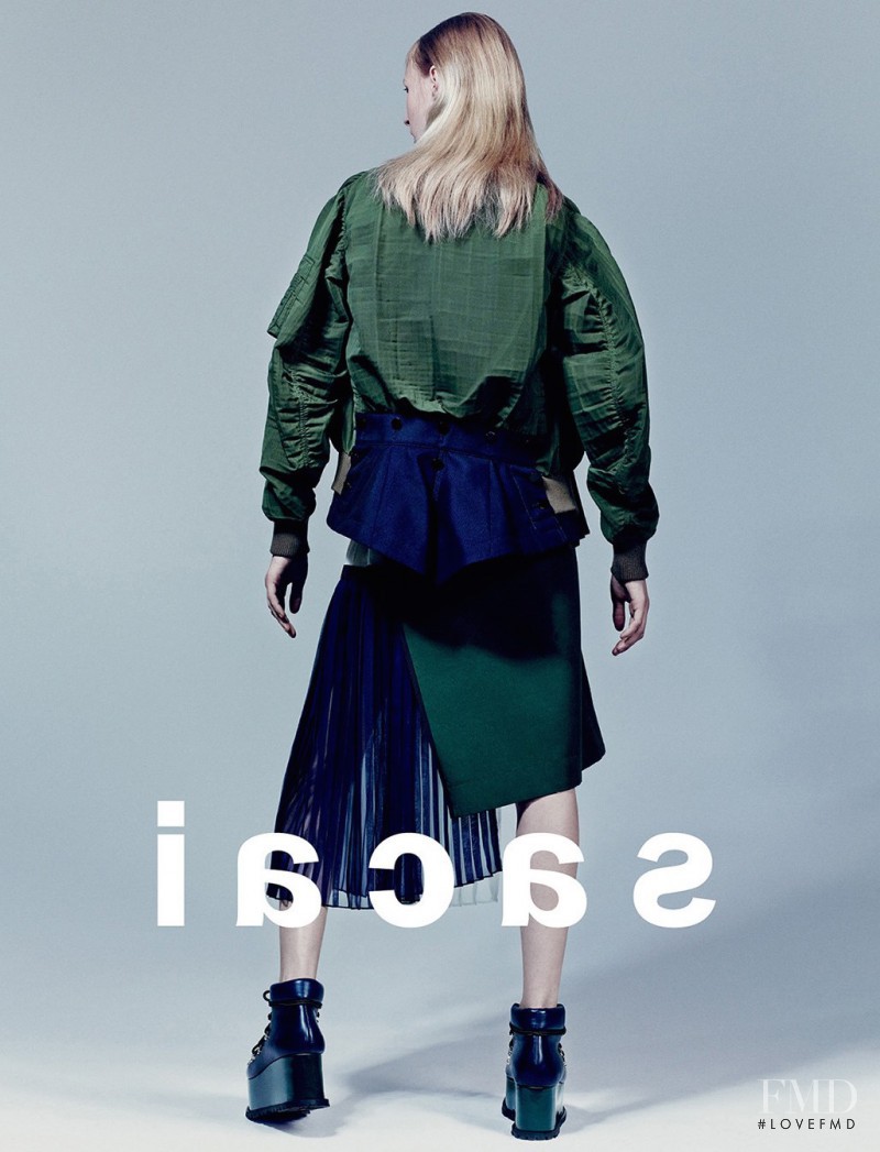 Julia Nobis featured in  the Sacai advertisement for Spring/Summer 2015