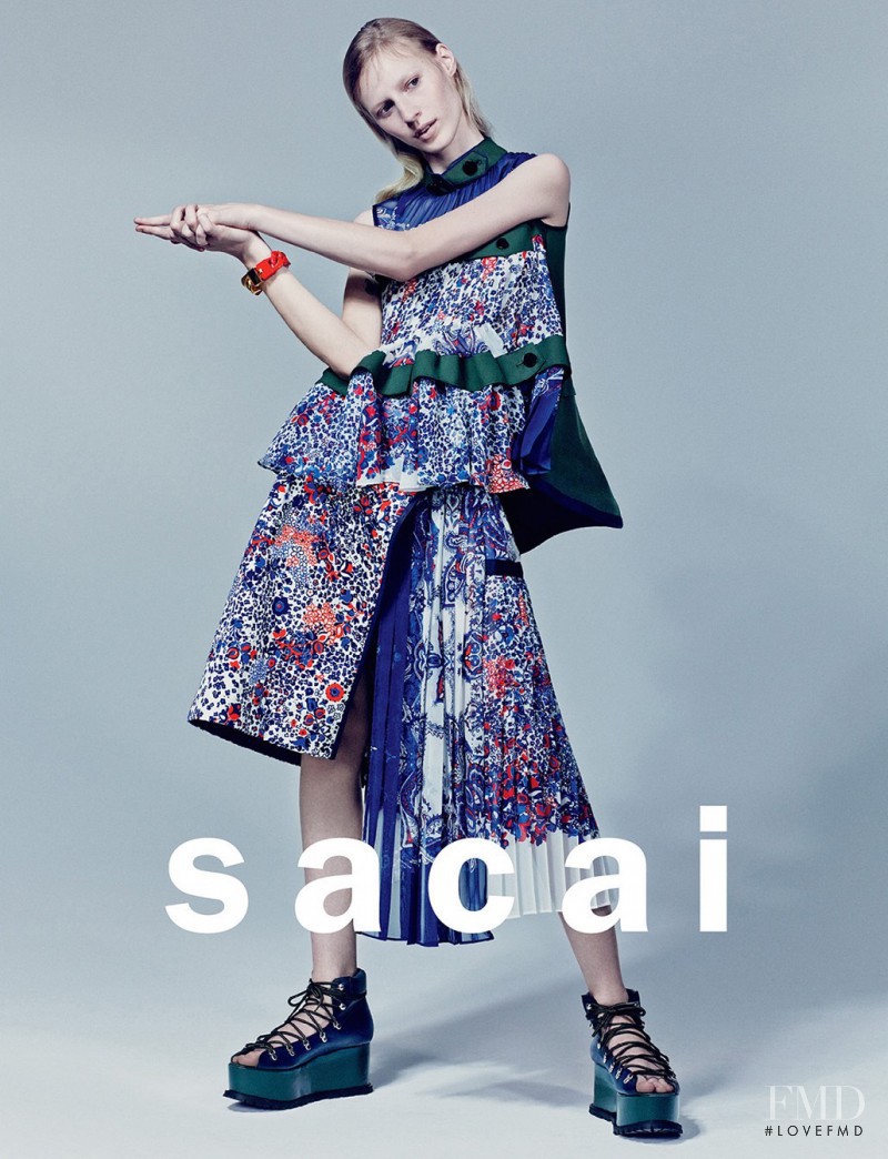 Julia Nobis featured in  the Sacai advertisement for Spring/Summer 2015