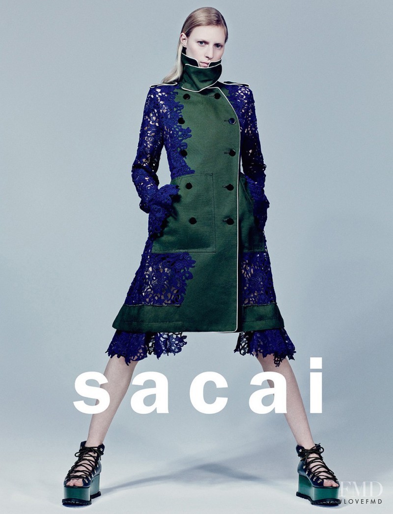 Julia Nobis featured in  the Sacai advertisement for Spring/Summer 2015