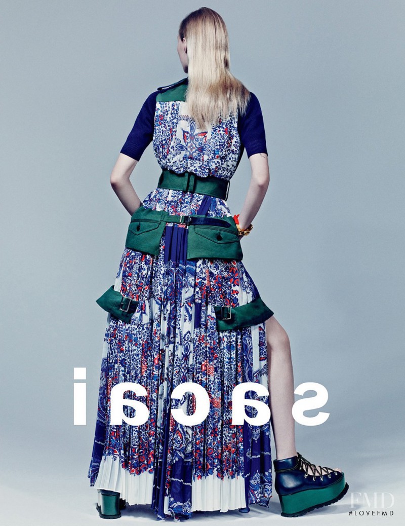 Julia Nobis featured in  the Sacai advertisement for Spring/Summer 2015