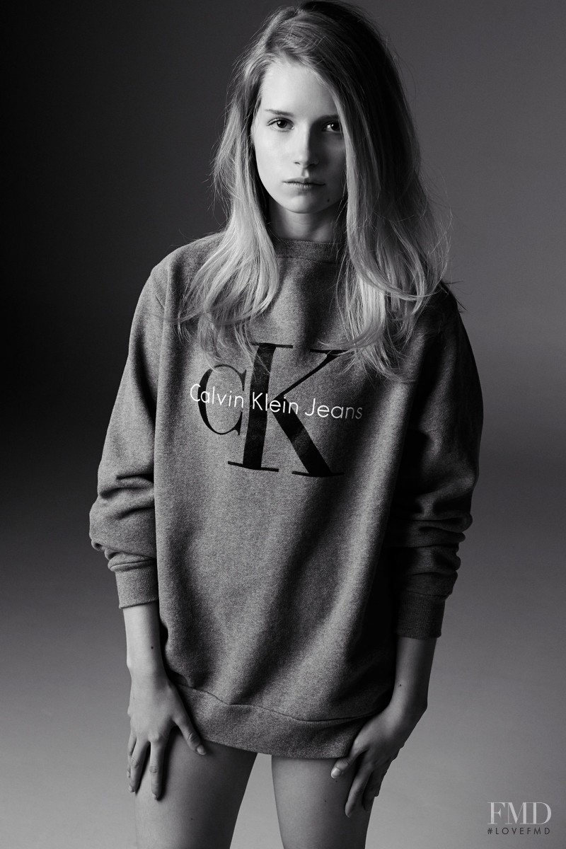 Lottie Moss featured in  the Calvin Klein Jeans x MyTheresa advertisement for Autumn/Winter 2014
