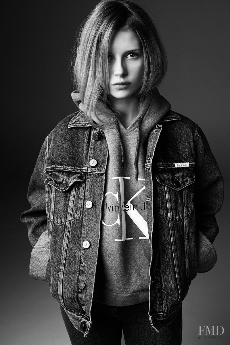 Lottie Moss featured in  the Calvin Klein Jeans x MyTheresa advertisement for Autumn/Winter 2014