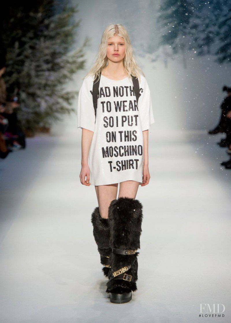 Ola Rudnicka featured in  the Moschino fashion show for Autumn/Winter 2015