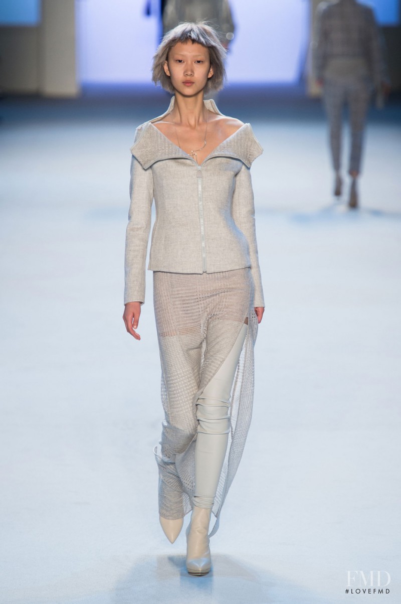 Jiaye Wu featured in  the Akris fashion show for Autumn/Winter 2015