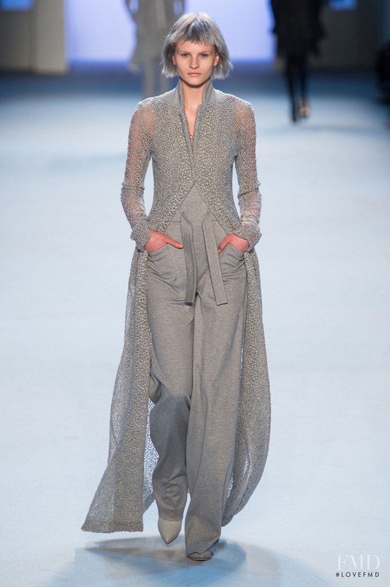 Kristina Petrosiute featured in  the Akris fashion show for Autumn/Winter 2015