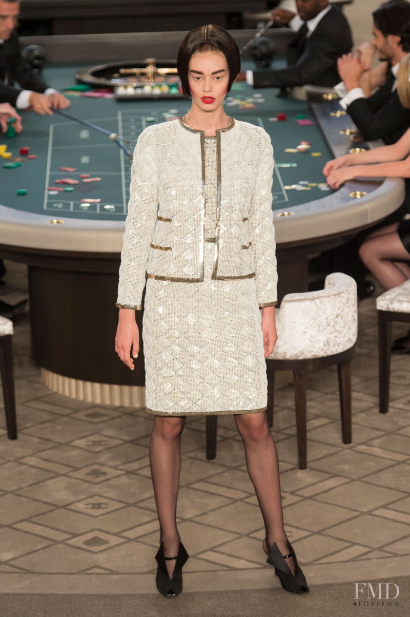 Ondria Hardin featured in  the Chanel Haute Couture fashion show for Autumn/Winter 2015