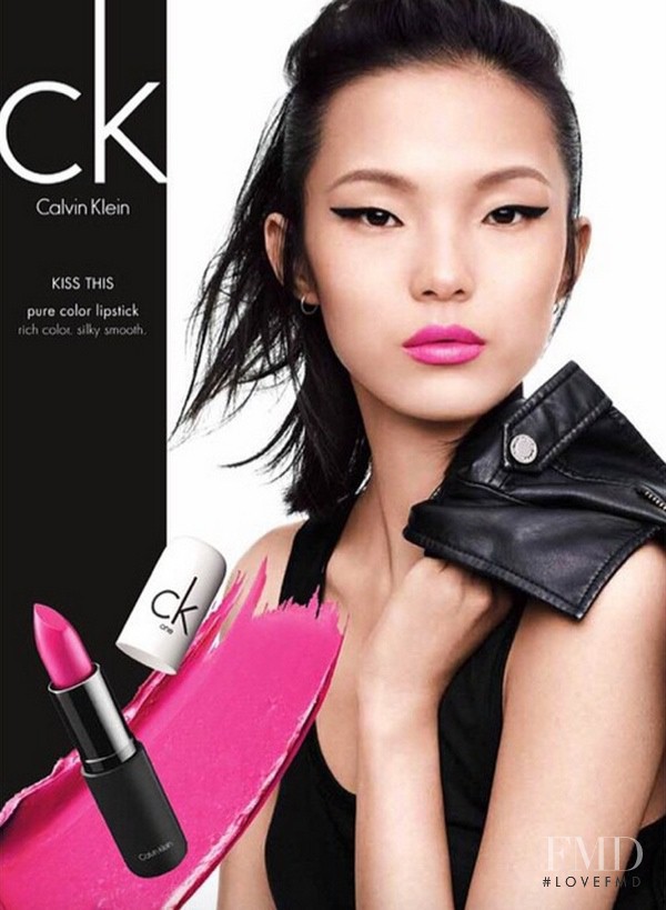 Xiao Wen Ju featured in  the CK One Color Cosmetics advertisement for Autumn/Winter 2015