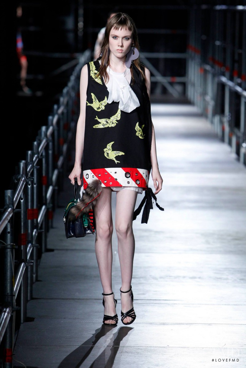 Kiki Willems featured in  the Miu Miu fashion show for Resort 2016