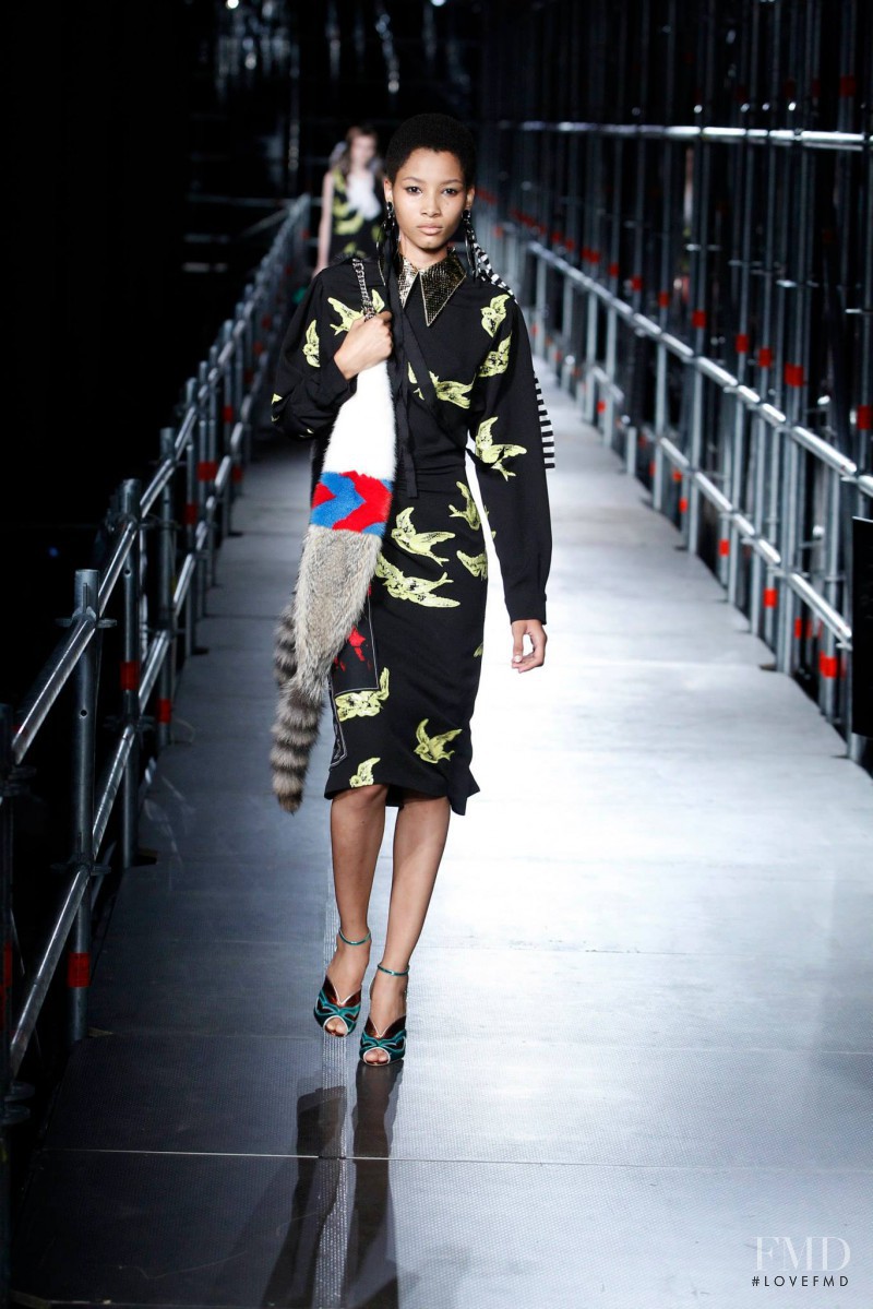 Lineisy Montero featured in  the Miu Miu fashion show for Resort 2016