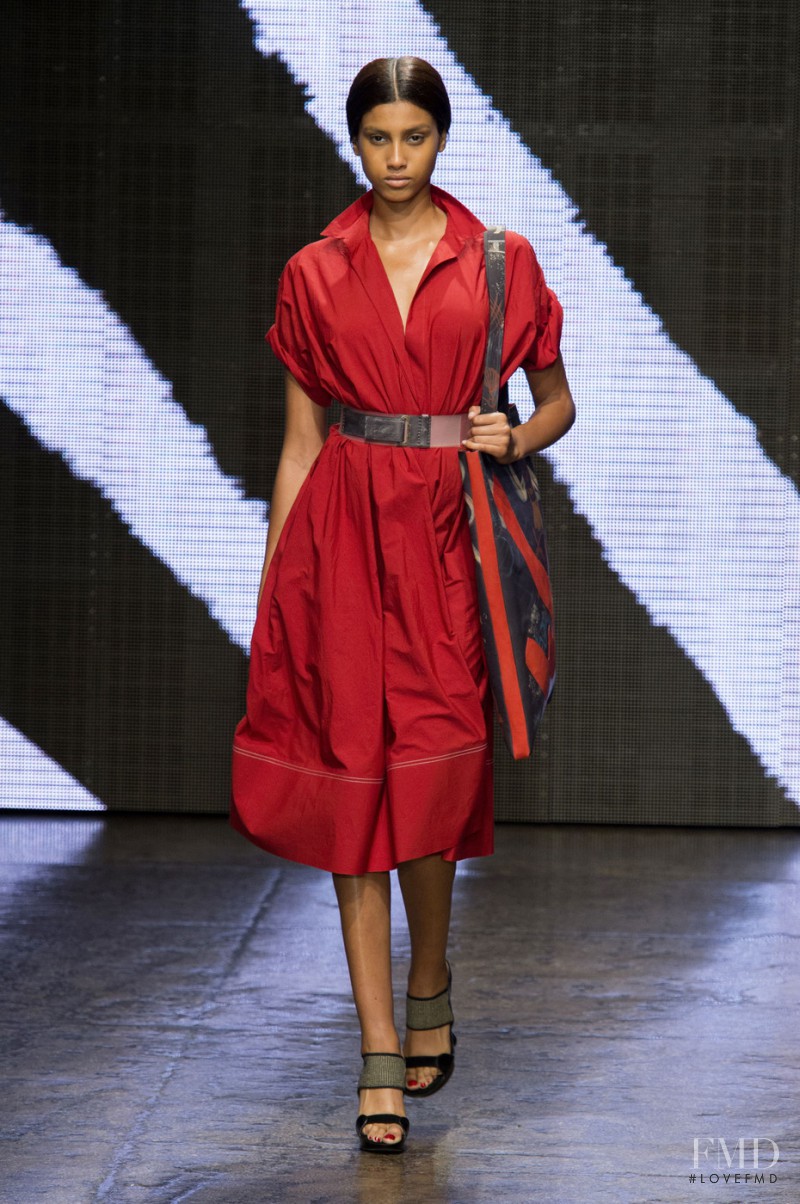 Imaan Hammam featured in  the Donna Karan New York fashion show for Spring/Summer 2015