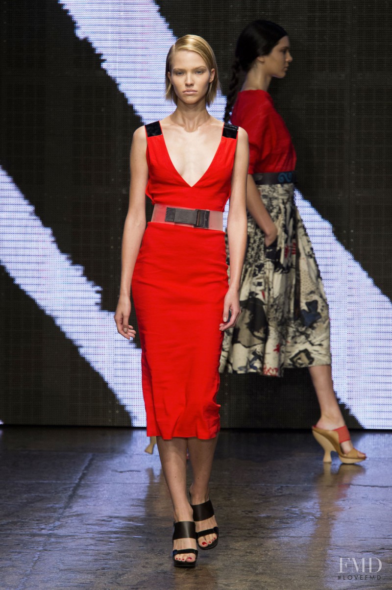 Sasha Luss featured in  the Donna Karan New York fashion show for Spring/Summer 2015