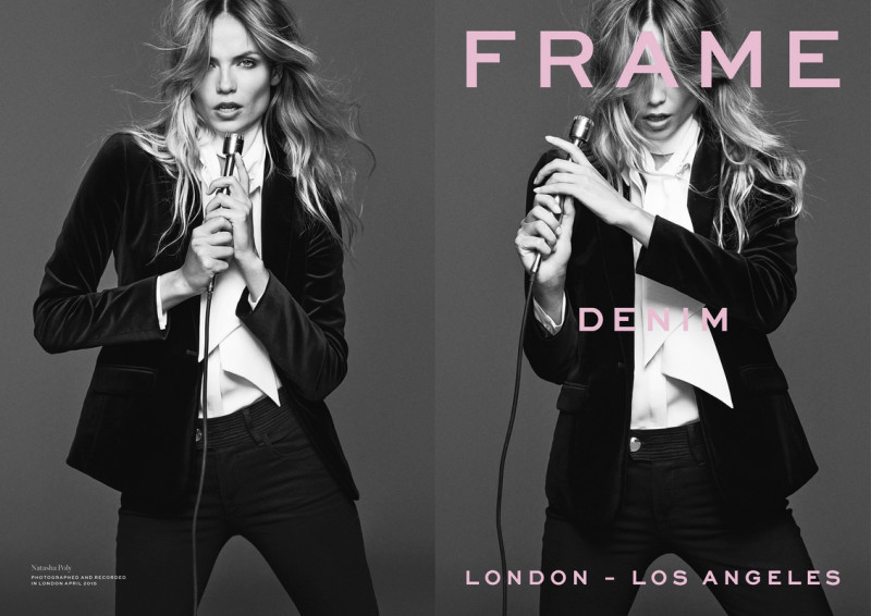 Natasha Poly featured in  the Frame Denim advertisement for Autumn/Winter 2015