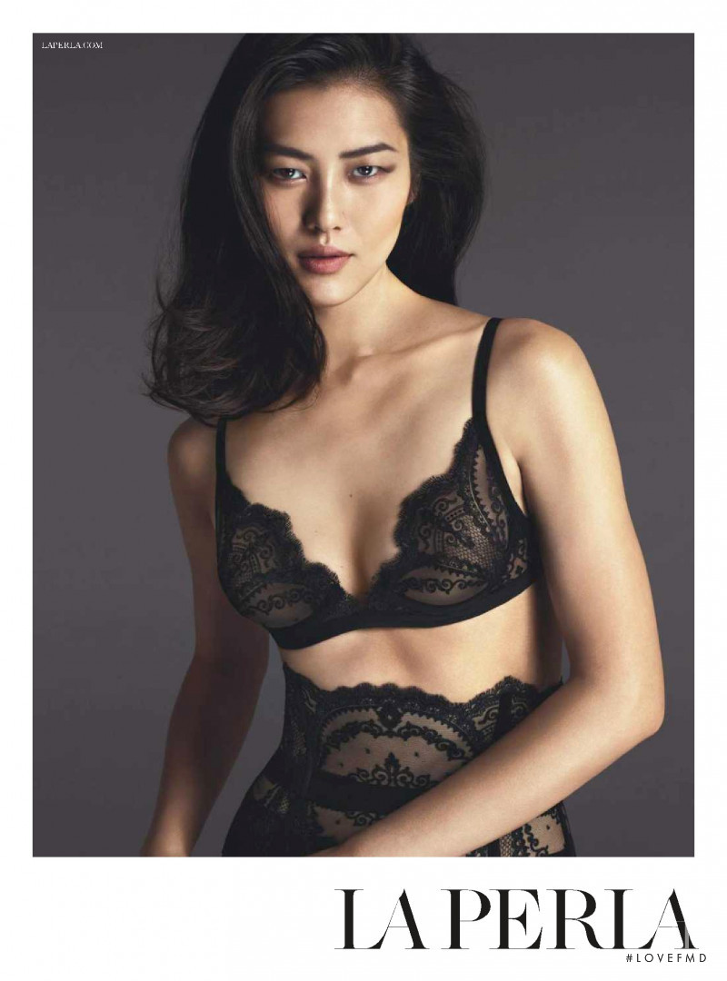 Liu Wen featured in  the La Perla advertisement for Autumn/Winter 2015
