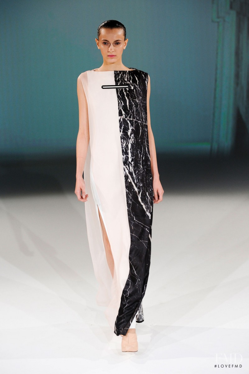 Erjona Ala featured in  the Hussein Chalayan fashion show for Spring/Summer 2013