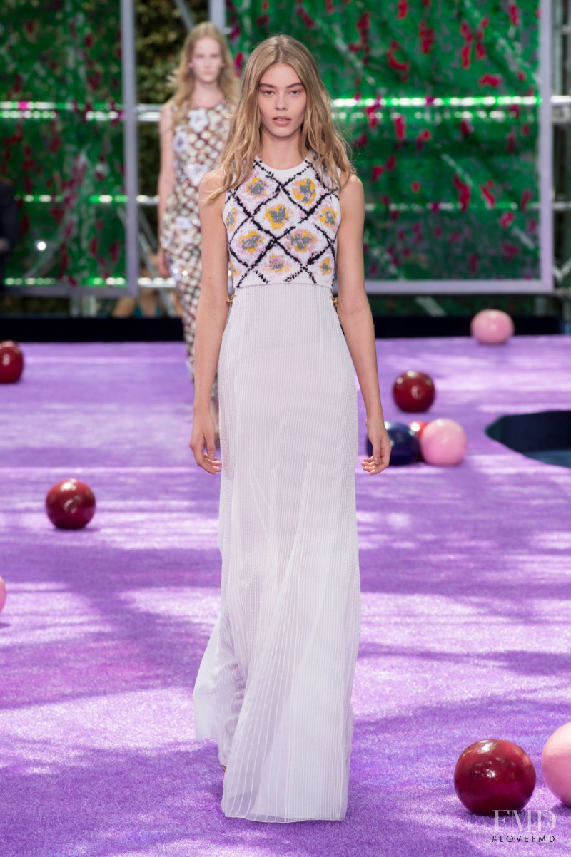 Ondria Hardin featured in  the Christian Dior Haute Couture fashion show for Autumn/Winter 2015