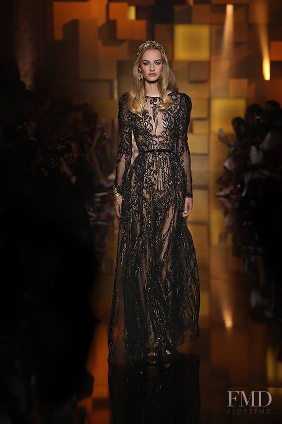 Maartje Verhoef featured in  the Elie Saab Couture fashion show for Autumn/Winter 2015