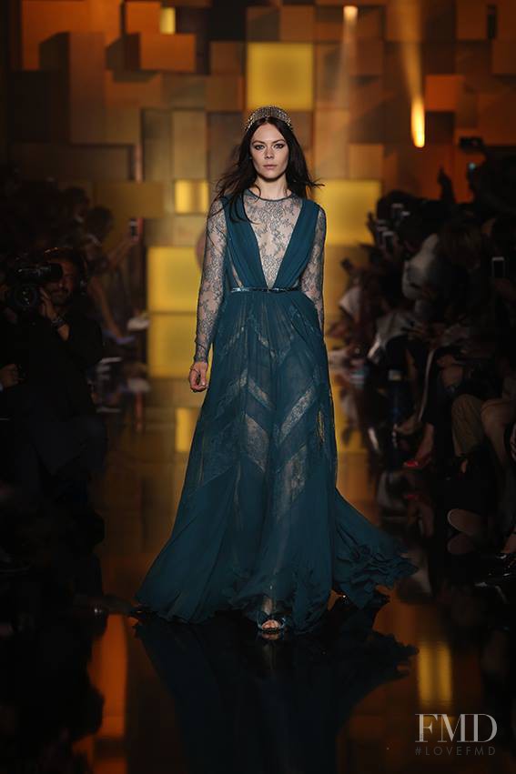 Kinga Rajzak featured in  the Elie Saab Couture fashion show for Autumn/Winter 2015
