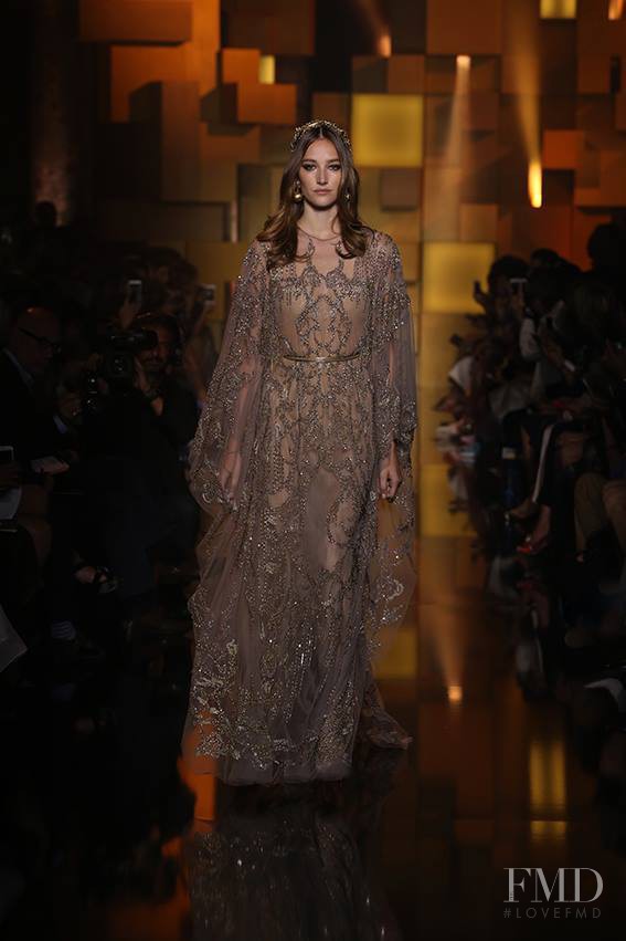 Joséphine Le Tutour featured in  the Elie Saab Couture fashion show for Autumn/Winter 2015