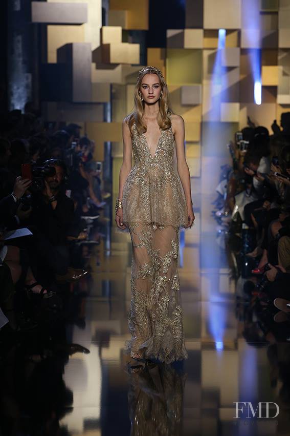 Maartje Verhoef featured in  the Elie Saab Couture fashion show for Autumn/Winter 2015